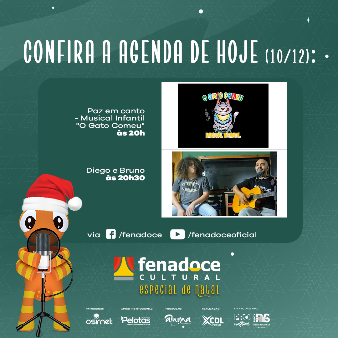 Uma noite para toda a família – Fenadoce Cultural apresenta musical infantil e dupla cover nesta quinta-feira