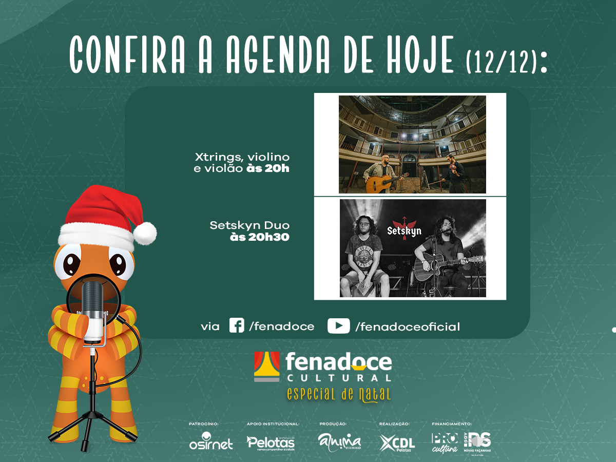 Fenadoce Cultural apresenta duo de cordas e dupla de rock neste sábado, 12